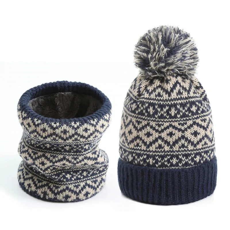 Classic Winter Neck Warmer and Pompom Beanie Set