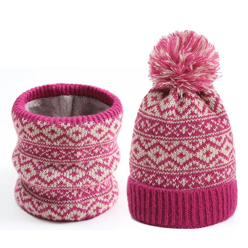 Classic Winter Neck Warmer and Pompom Beanie Set