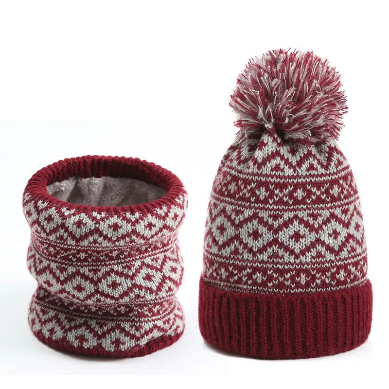 Classic Winter Neck Warmer and Pompom Beanie Set