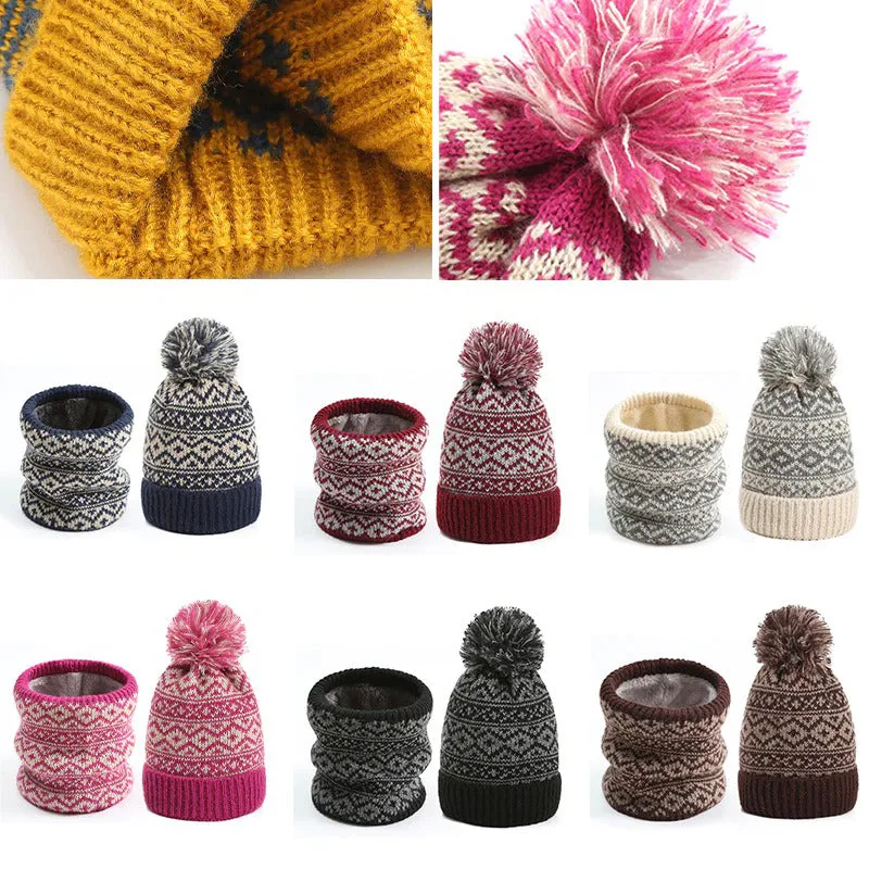 Classic Winter Neck Warmer and Pompom Beanie Set