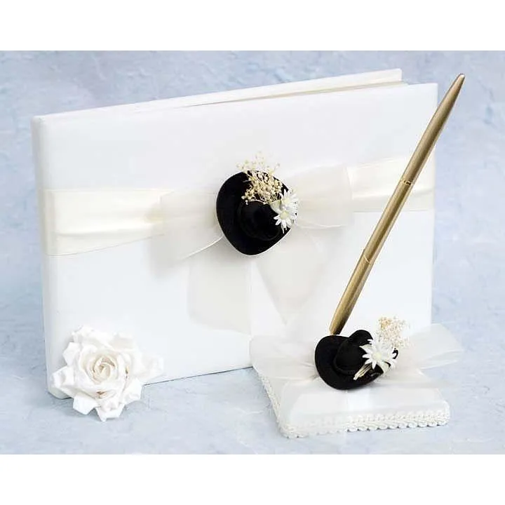 Cowboy Hat Western Wedding Guestbook and Pen Set