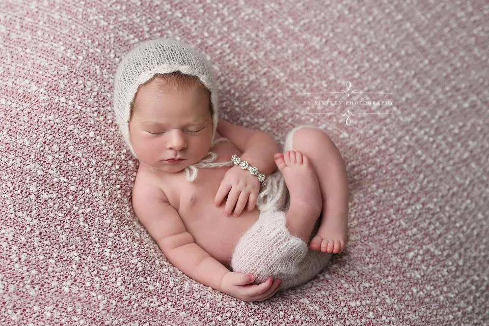 Cream Ruffles Mohair Newborn Pants and Hat Set