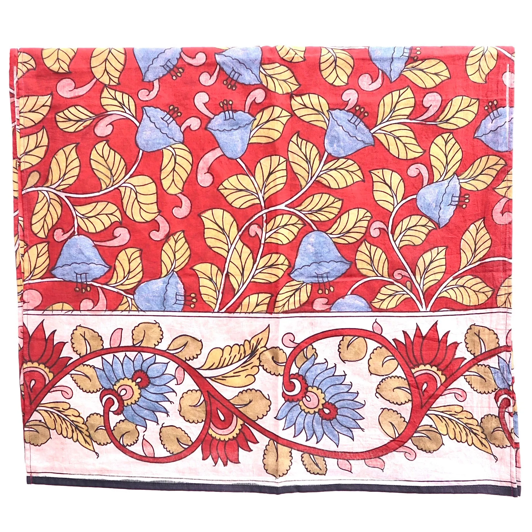 Crimson Blossom Symphony – Limited Edition Hand Painted Cotton Scarf (HS0006)