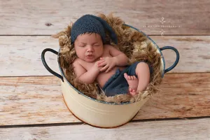 Denim Blue Mohair Knot Hat and Shorts Set