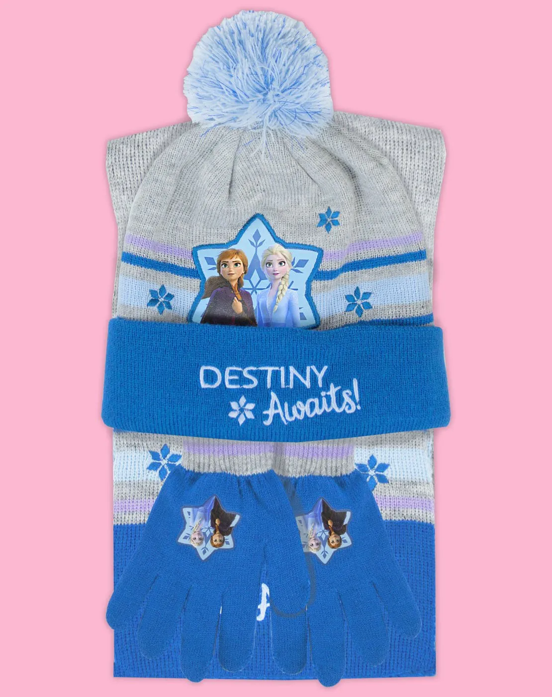 Disney Frozen 2 "Destiny Awaits" Bobble Hat, Scarf & Gloves Set