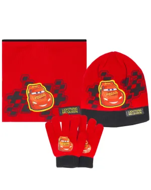 Disney Pixar Lightning Mcqueen Boy's Hat Gloves and Snood Set