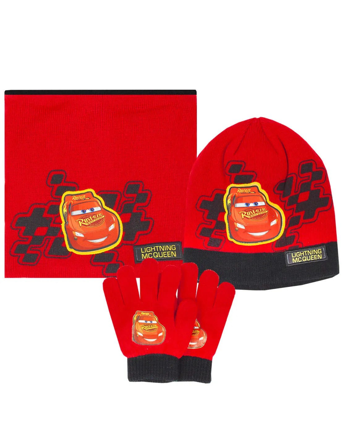 Disney Pixar Lightning Mcqueen Boy's Hat Gloves and Snood Set