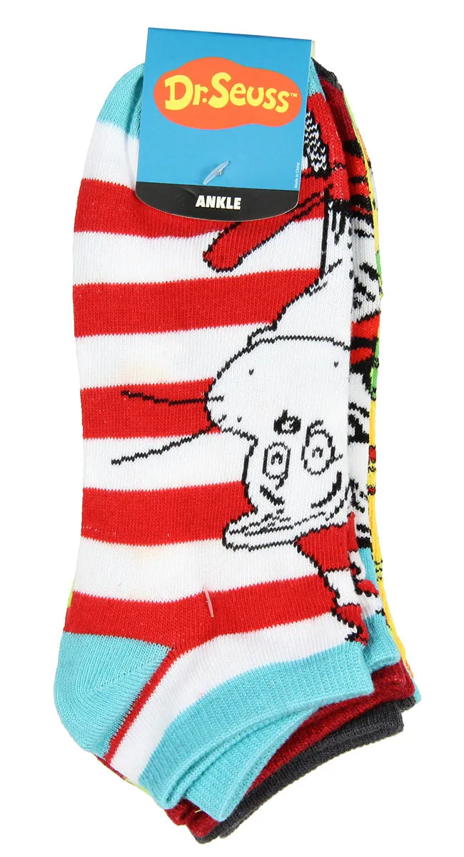 Dr. Seuss Socks Adult Book Character Designs 6 Pack Mix and Match Ankle Socks