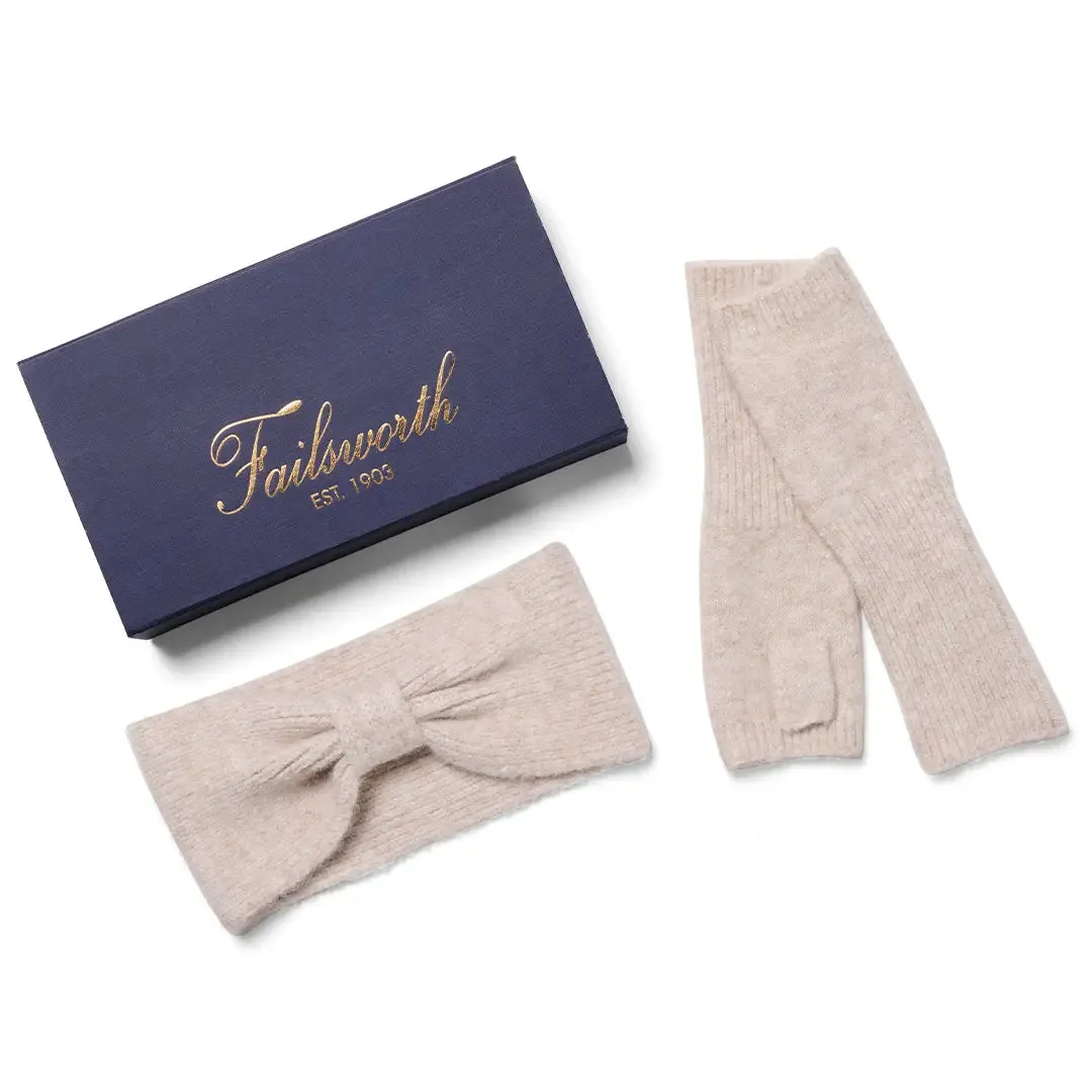 Emily Headband & Hand Warmer Gift Set - Oatmeal by Failsworth