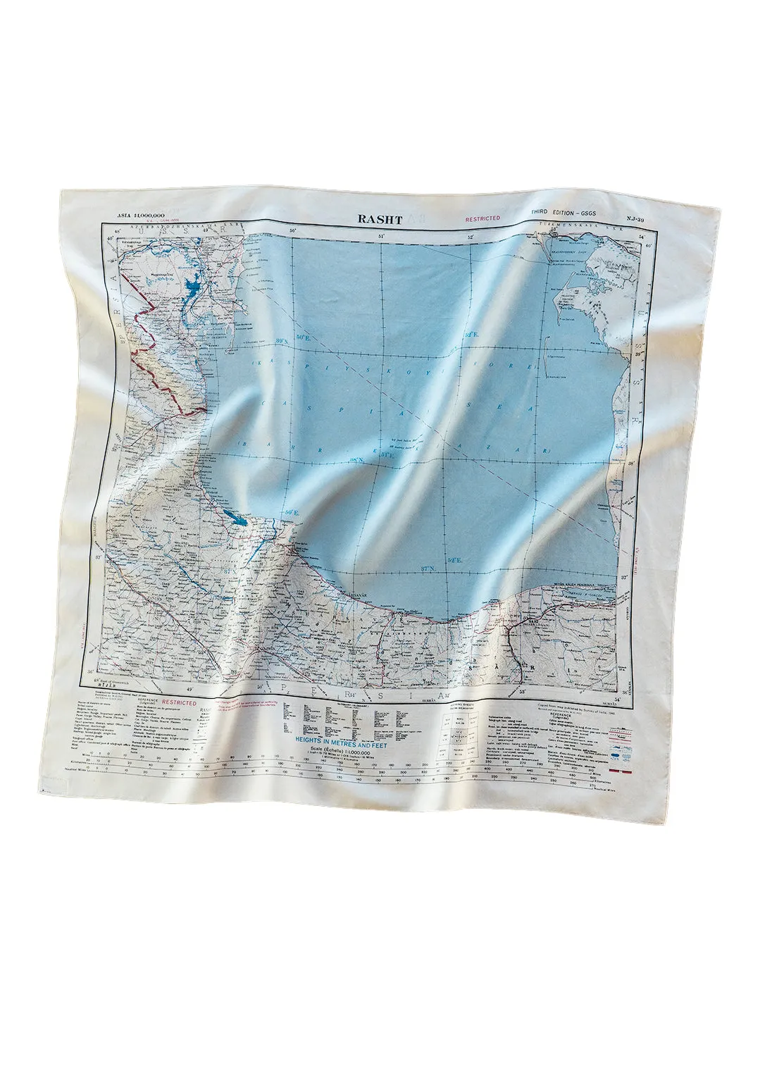 ESCAPE SCARF | Vintage British Army Map | Baku / Rasht