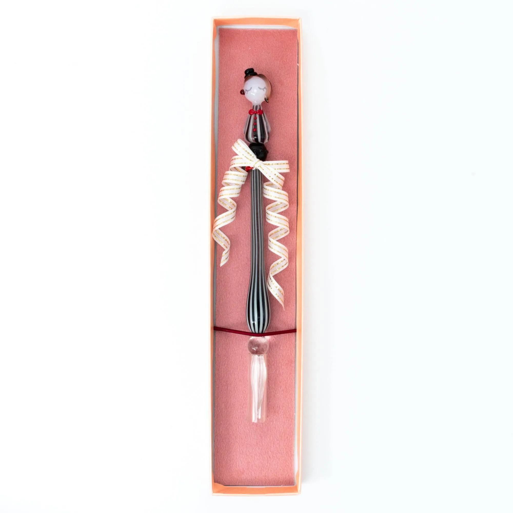 Fashionable Lady Moga-Chan Glass Dip Pen | Stripe Pattern