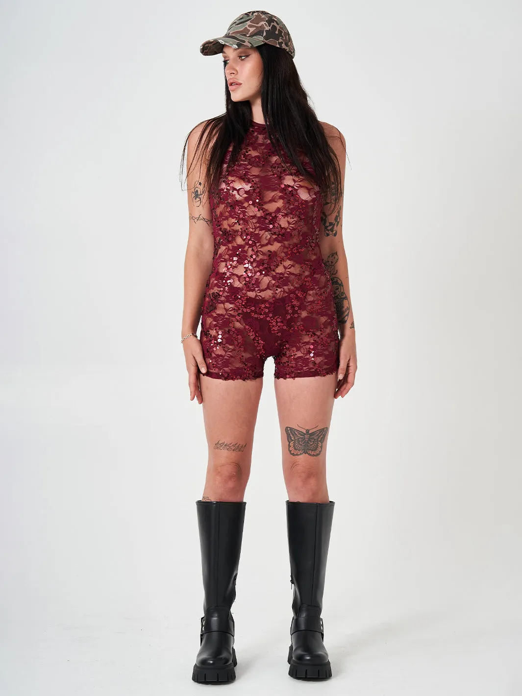 FINESSE PLAYSUIT SET - MAROON