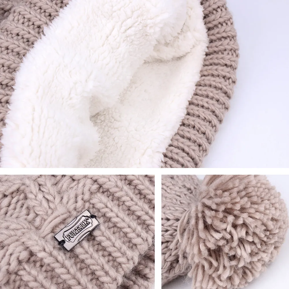 FURTALK Womens Winter Yarn Pom Pom Hat Scarf Set  Drop Shipping HTWL091