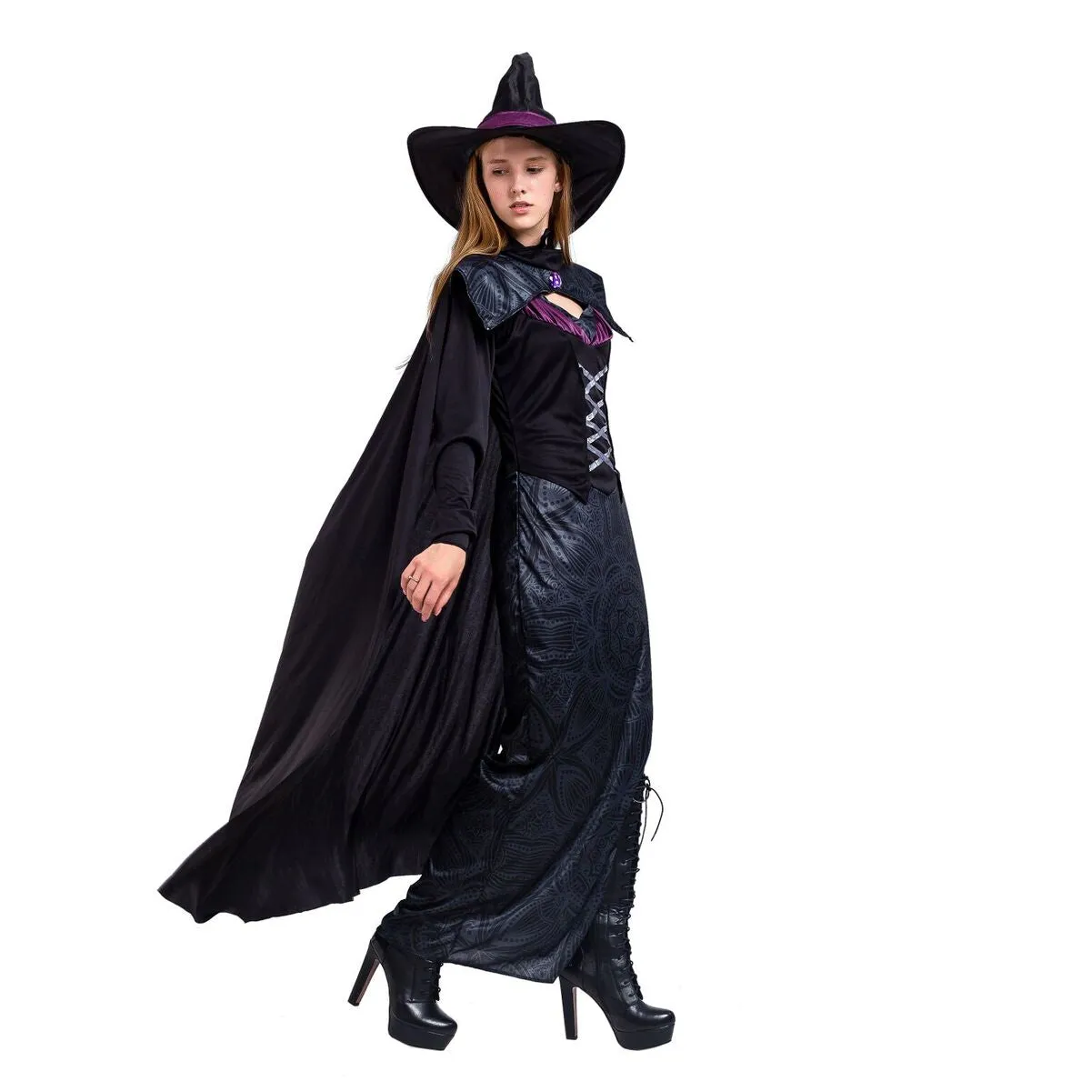 Gothic Wicked Purple Witch Costume Set - Adult