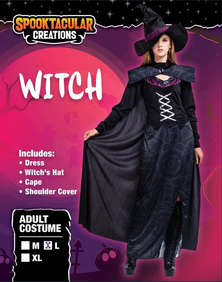 Gothic Wicked Purple Witch Costume Set - Adult