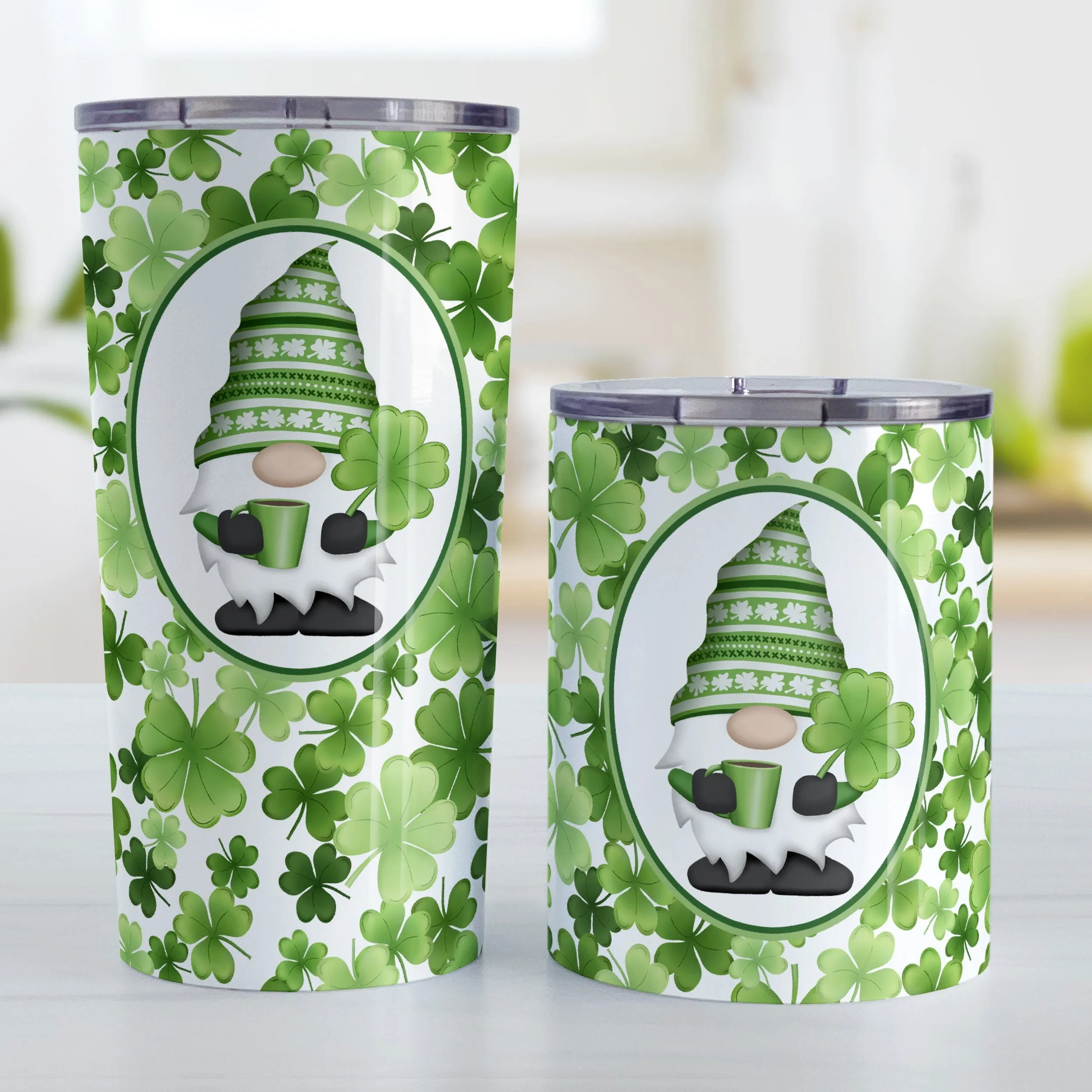 Green Gnome Shamrocks Tumbler Cup