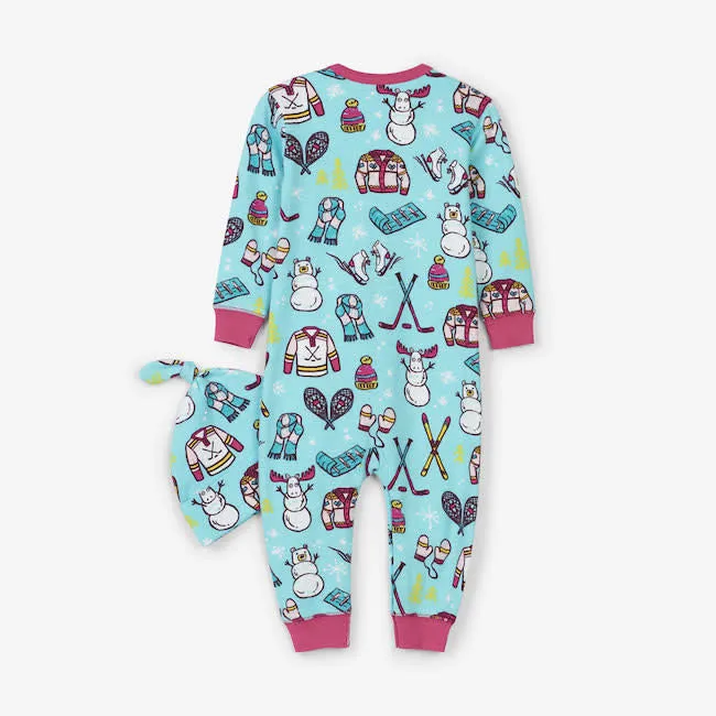 hatley winter traditions baby coverall   hat