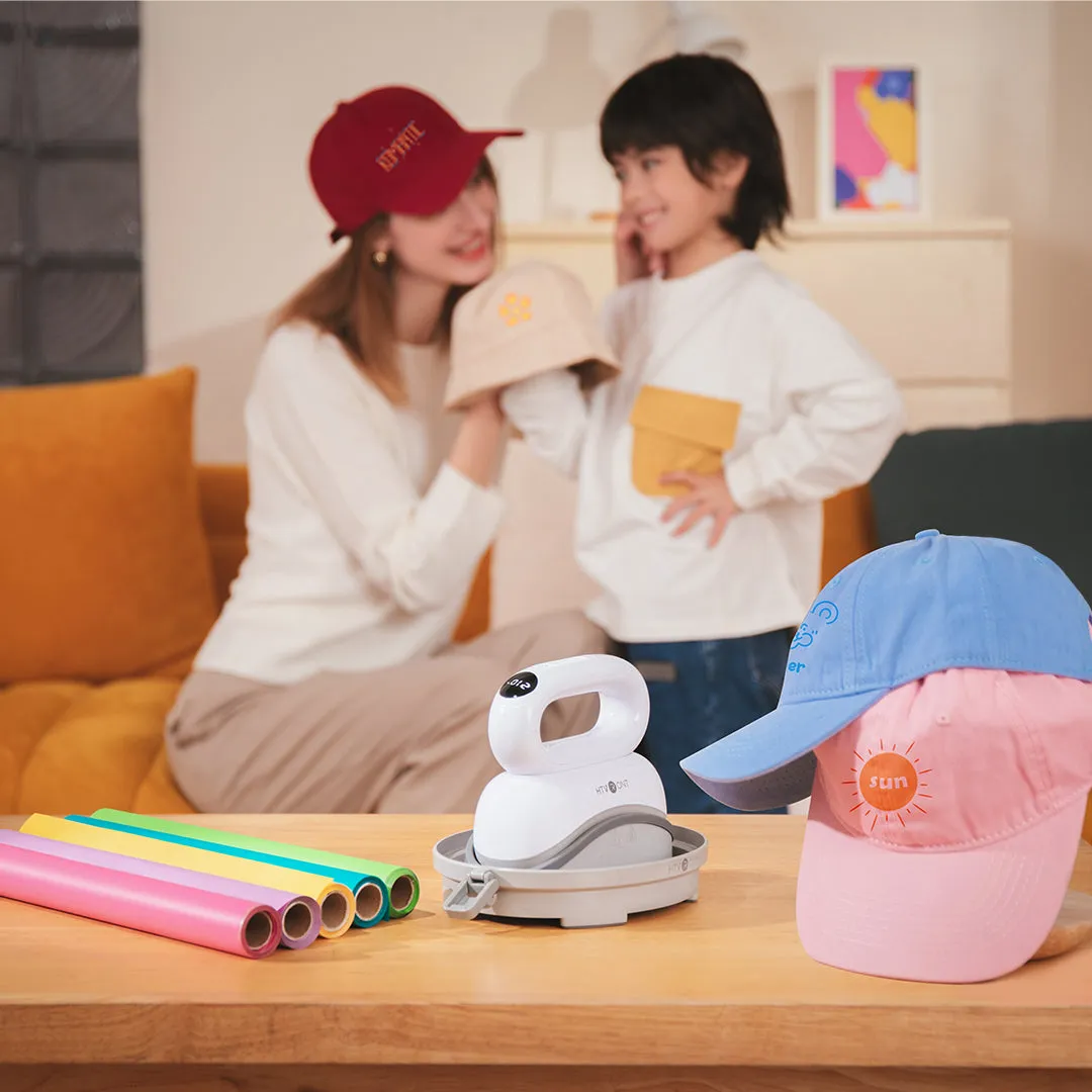 [HTV&Sublimation Bundle]HTVRONT Hat Heat Press Machine HTV&Sublimation Bundle  (Glitter HTV*5 HTV*10 Holographic HTV*6 Sublimation paper*30 Sublimation HTV*5 Baseball Cap Blank Cutting Mat≥80＄)