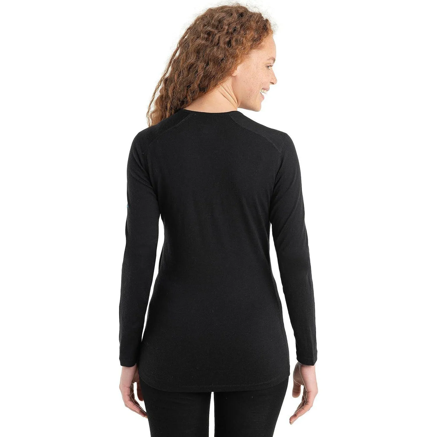 Icebreaker Merino Women 200 Oasis Long Sleeve Crew Ski Stripes - Black, Large