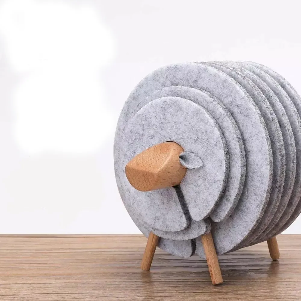 Insulated Non-Slip Sheep Coaster Set