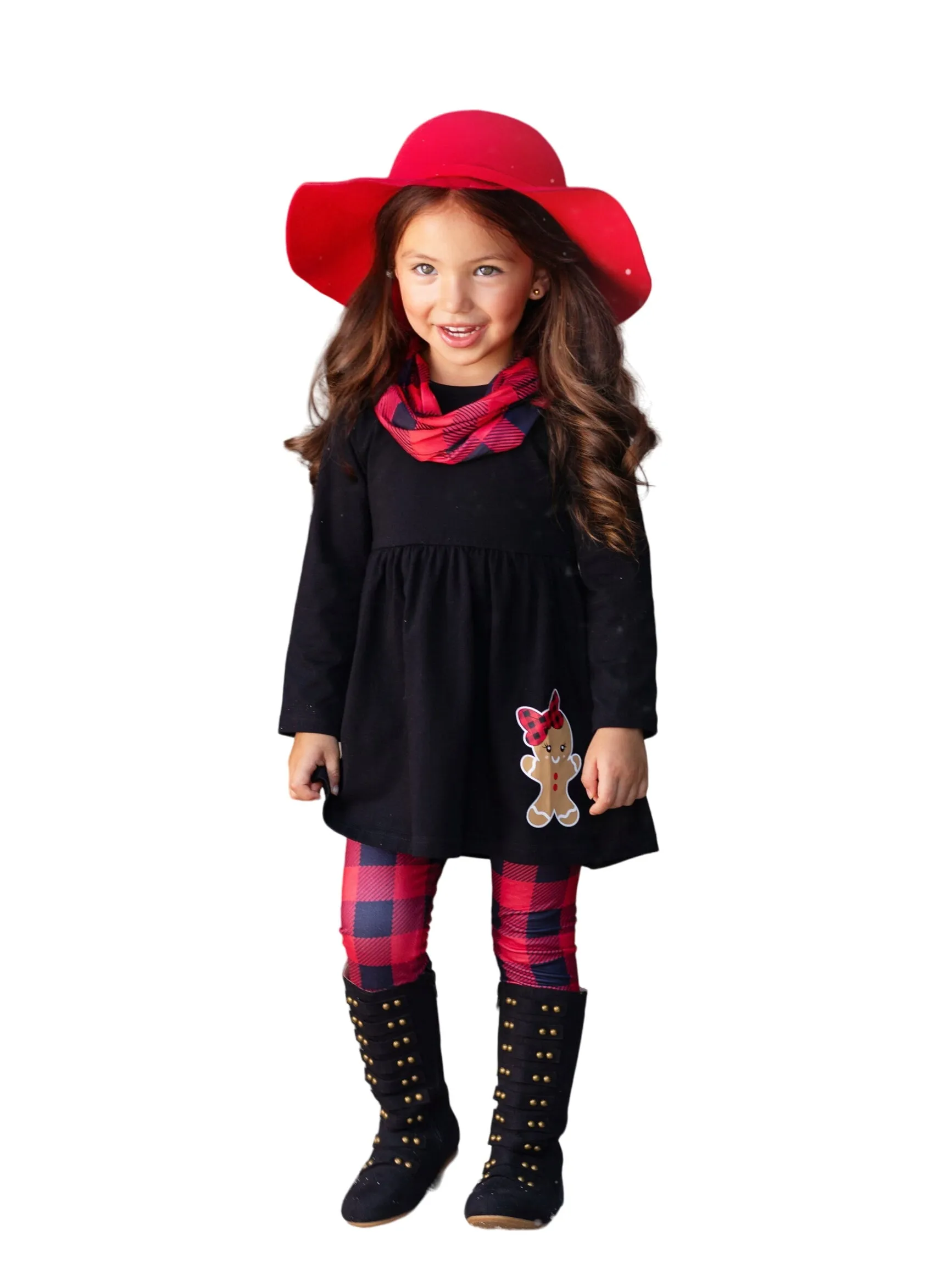 Jolliest Gingerbread Man Top And Plaid Legging Set