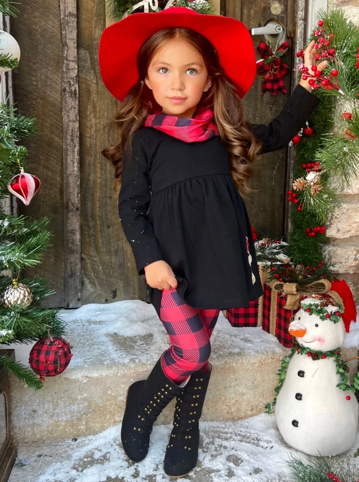 Jolliest Gingerbread Man Top And Plaid Legging Set