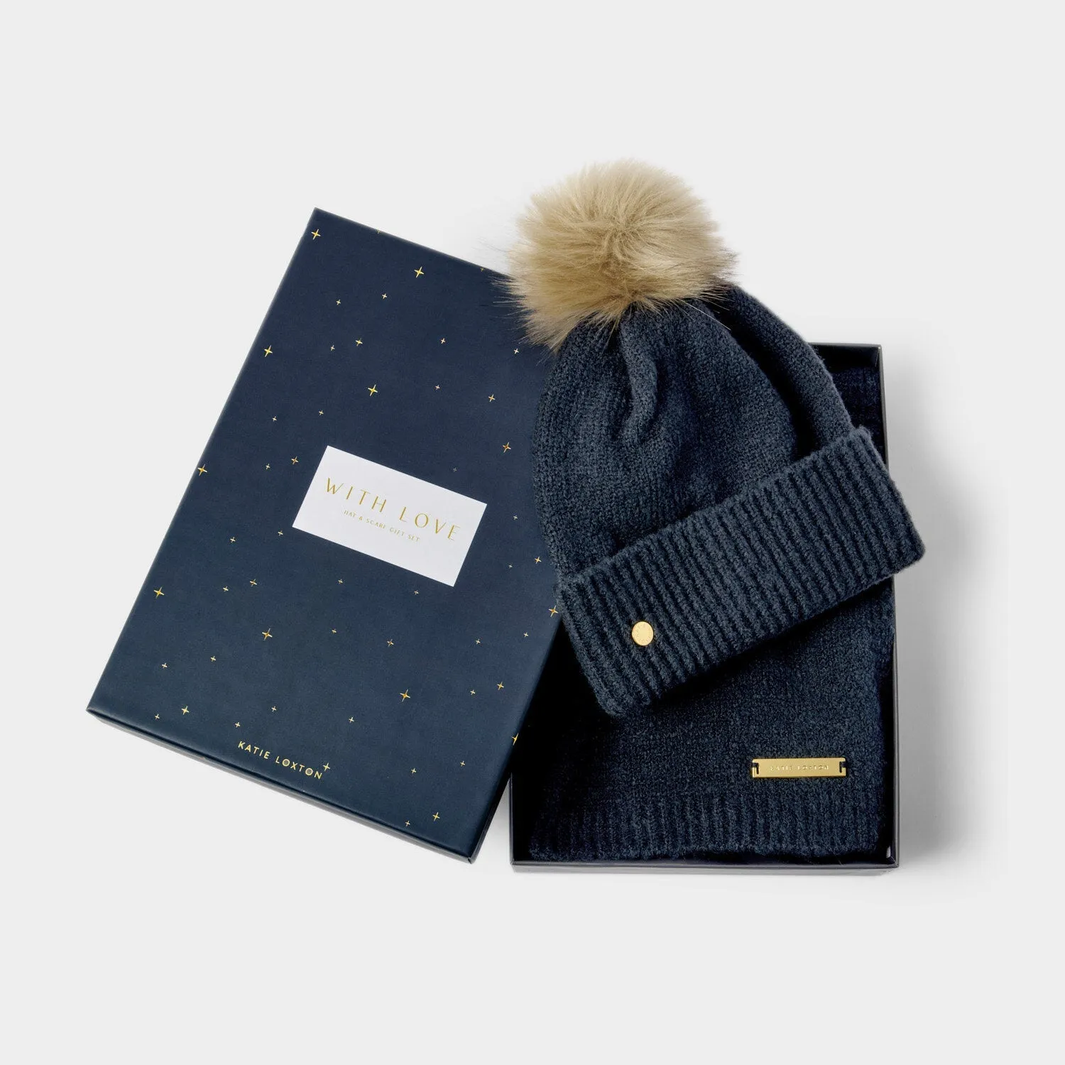 Katie Loxton Navy Boxed Hat & Scarf Set KLS589