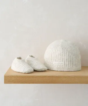 Knitted Hat & Booties - Beige