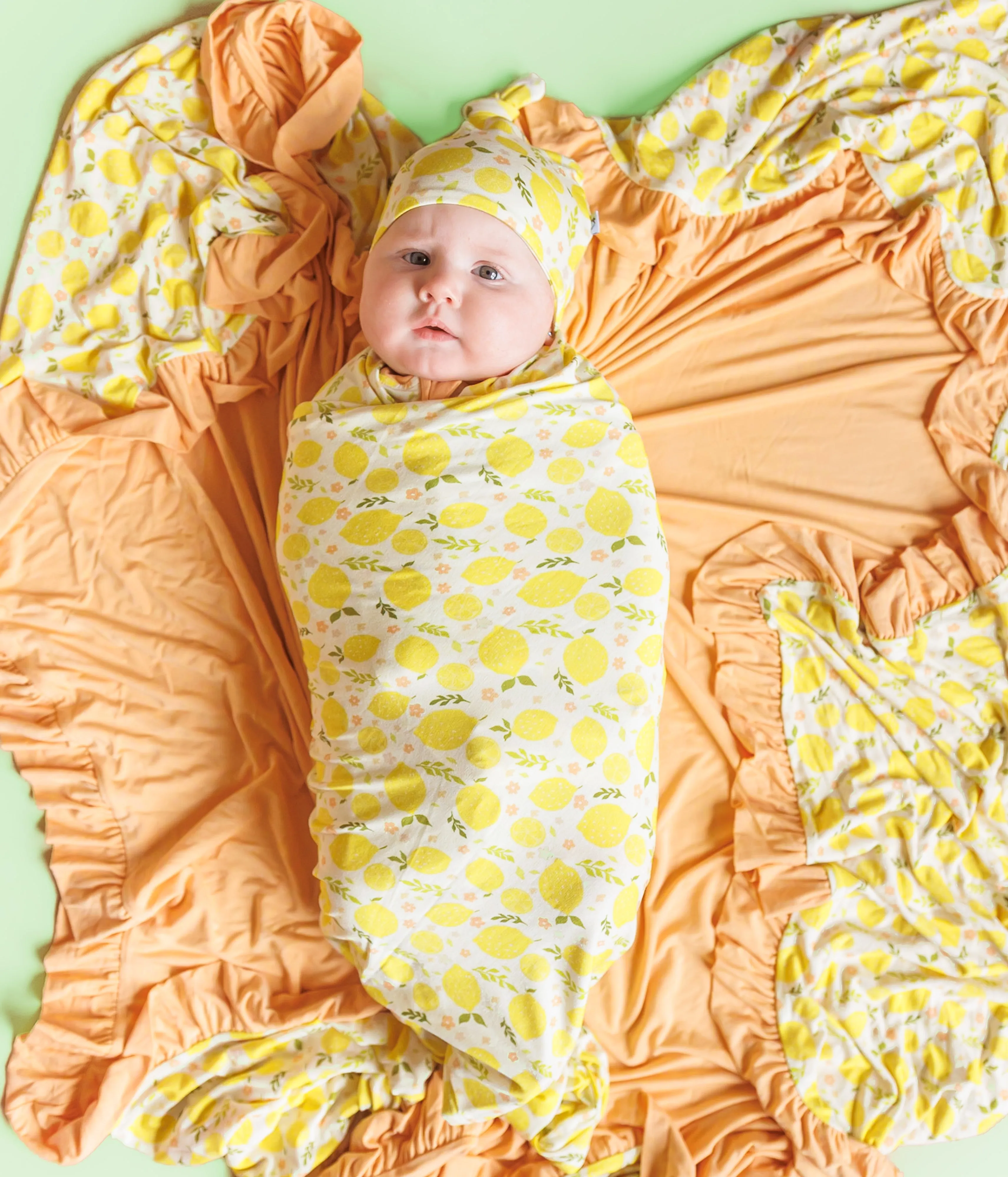 Lemon Blossoms Dream Swaddle & Beanie