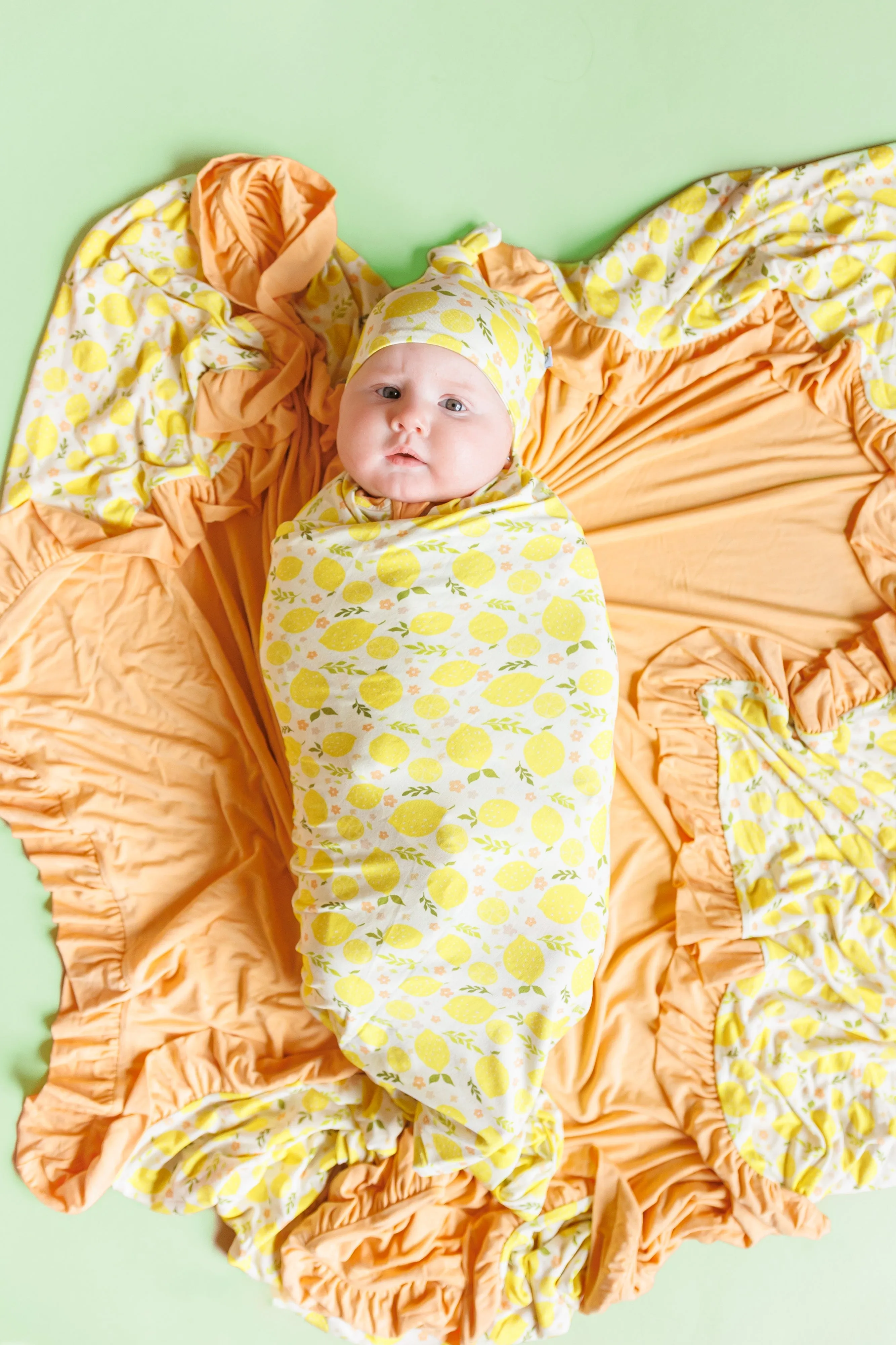 Lemon Blossoms Dream Swaddle & Beanie