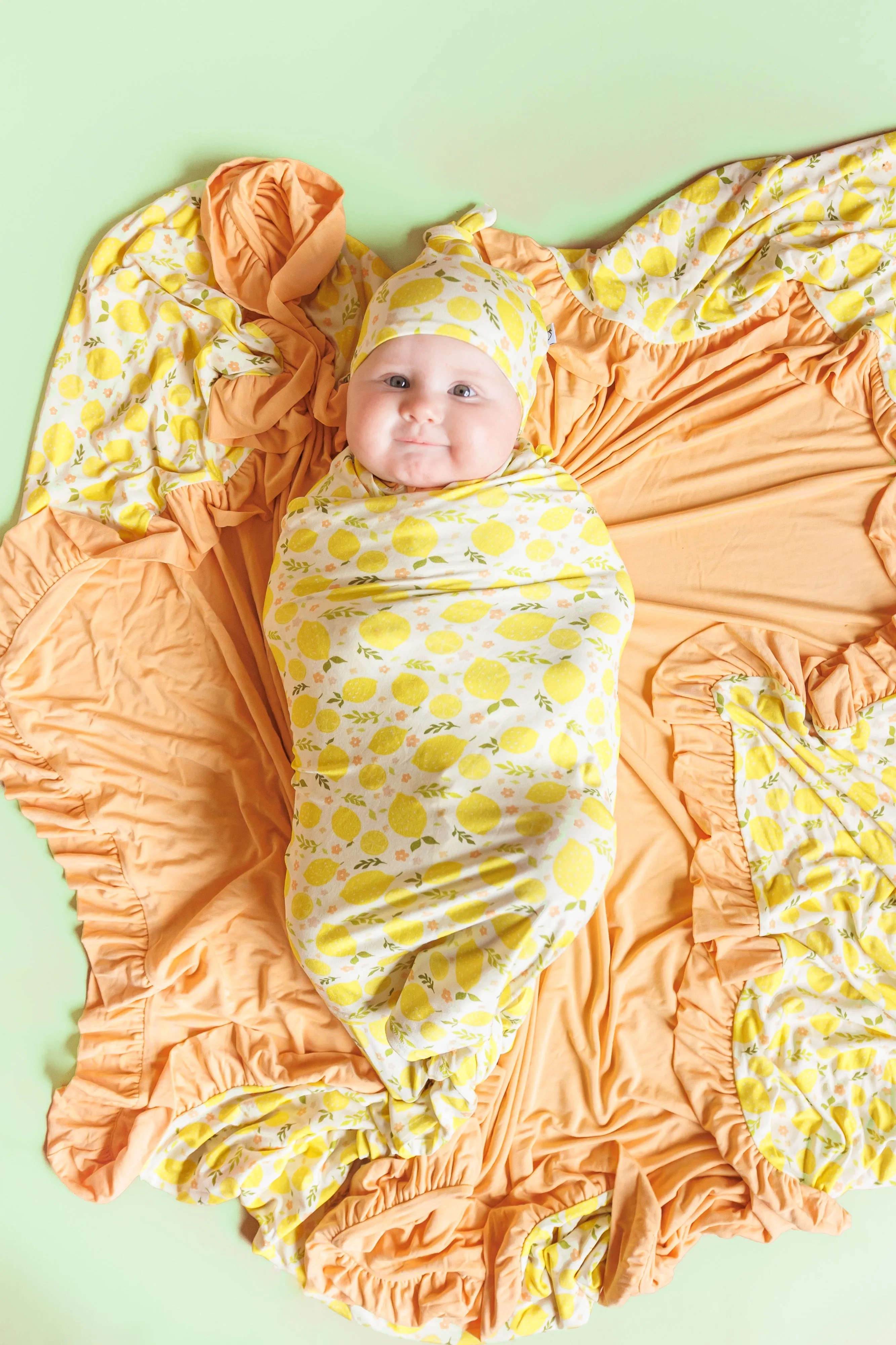 Lemon Blossoms Dream Swaddle & Beanie