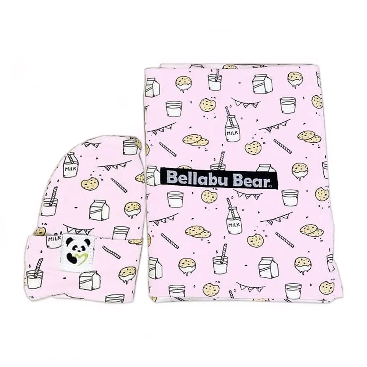 Milk & Cookies Pink Bamboo Swaddle & Beanie Set