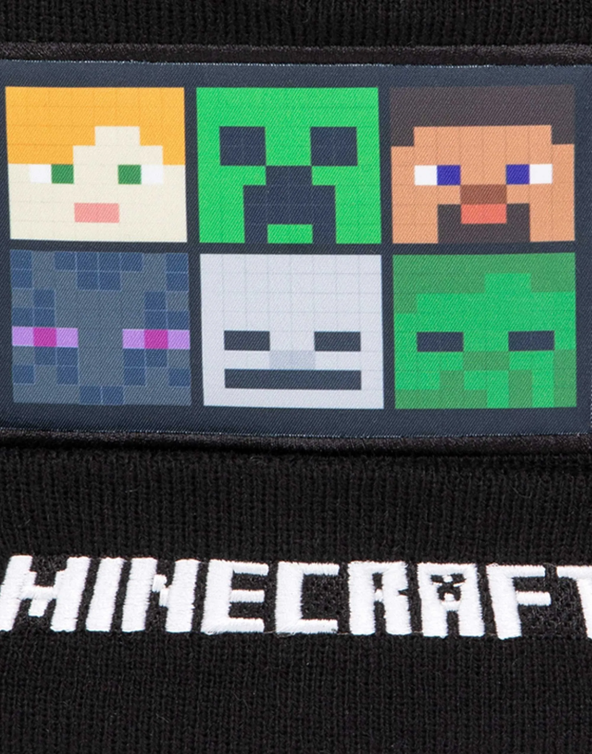 Minecraft Characters Black Beanie , Scarf and Glove Set