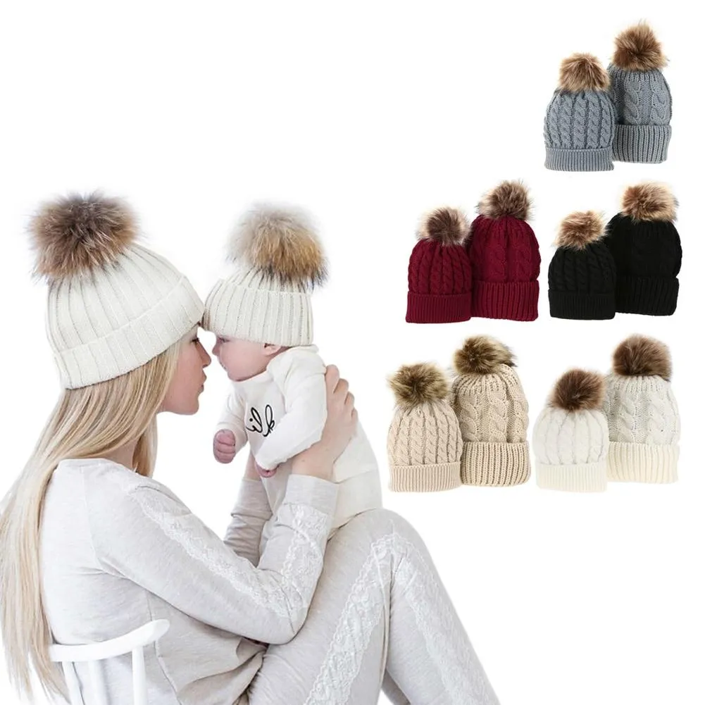 Mommy And Me Beanies Winter Hats Matching Knitted Beanies- Mother Daughter Beanies