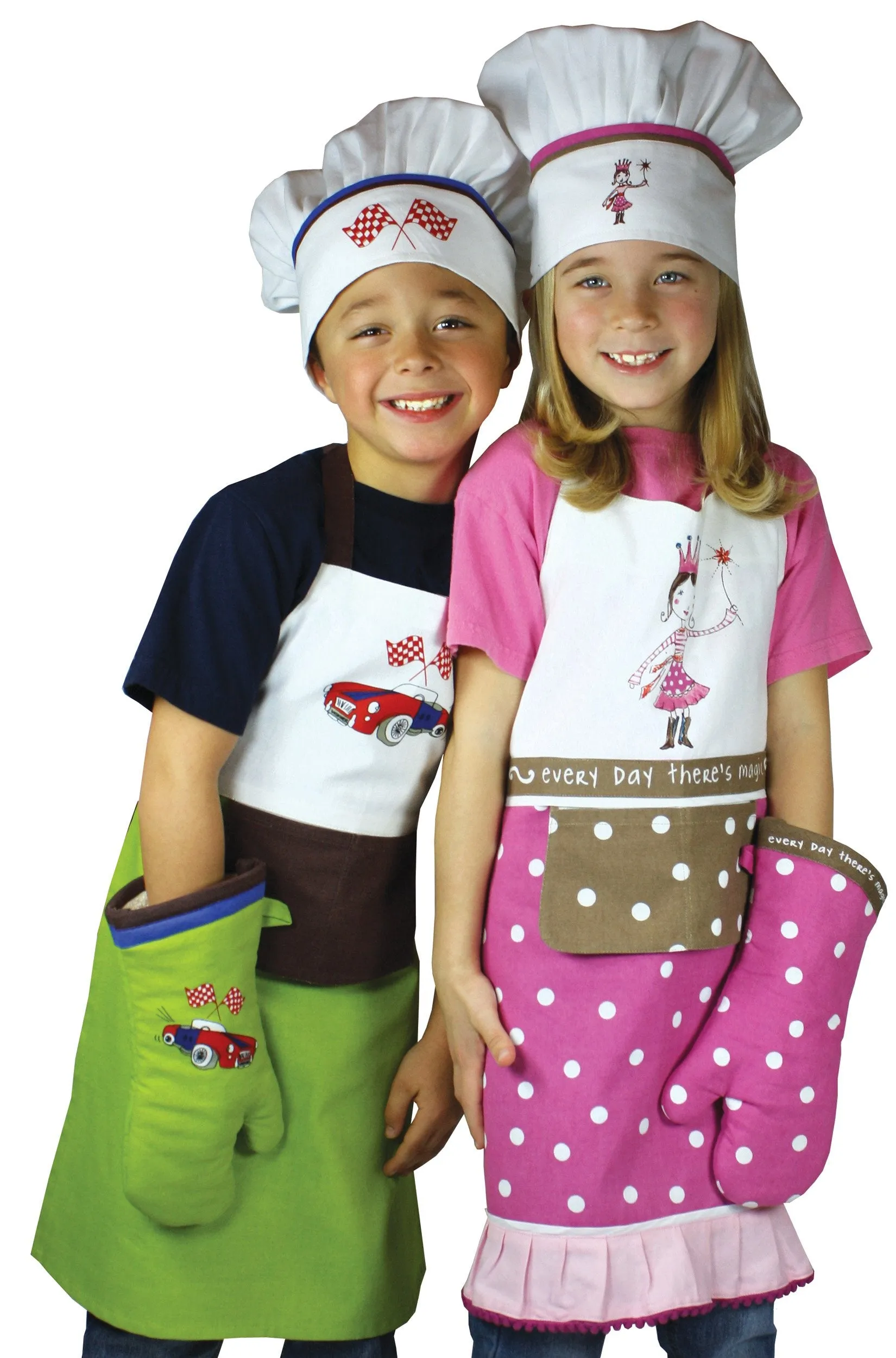 MUkitchen MiniMu Kids 3-Piece Cotton Chef Set with Apron, Hat and Mitt, Princess