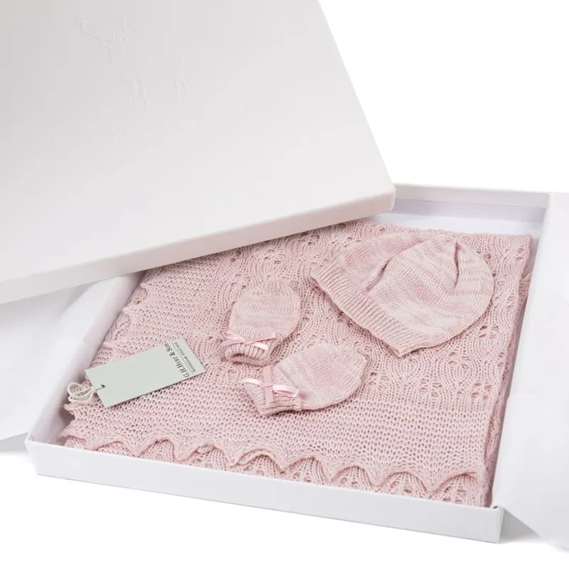 Newborn Baby Wool Gift Set - Pink Marl