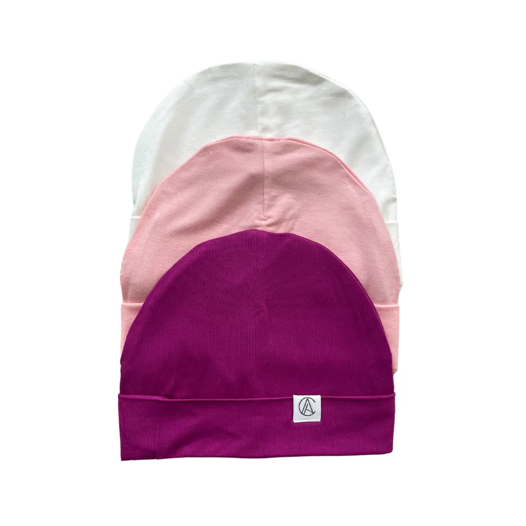 Newborn Satin Lined Jersey Beanie Gift Set-Girl