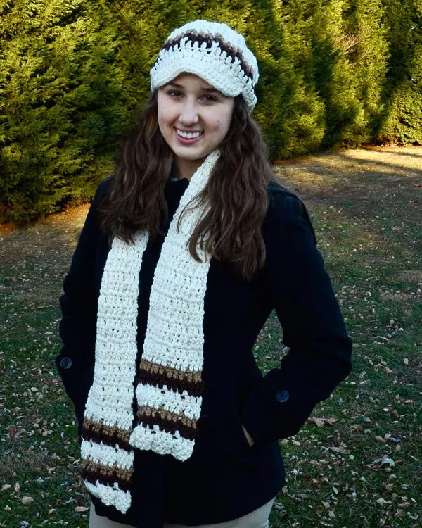 Newsboy Hat and Scarf Set Crochet Pattern