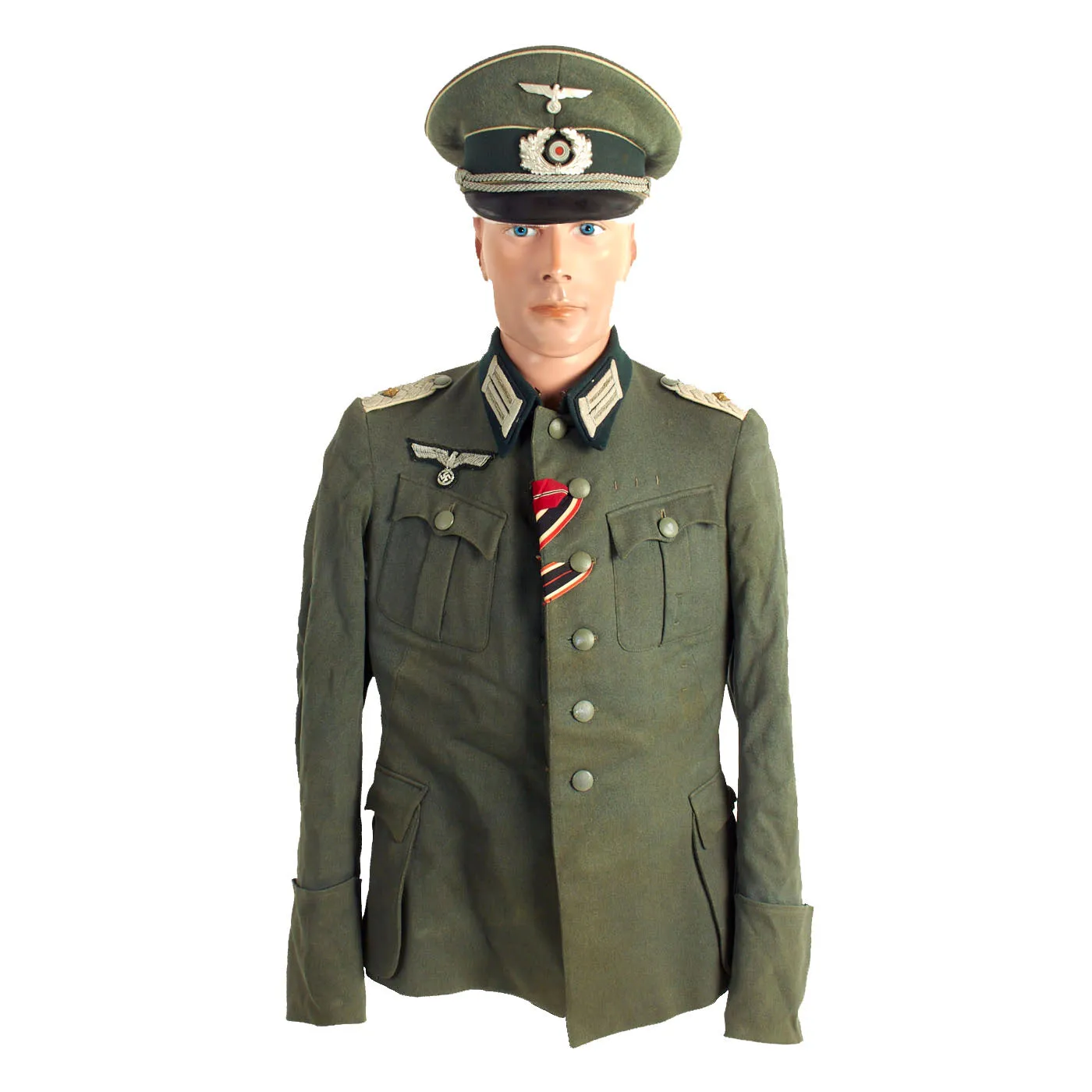 Original German WWII Heer Army Matching Named Infantry Oberstleutnant Officer's M36 Field Tunic & Schirmmütze Visor Cap Set