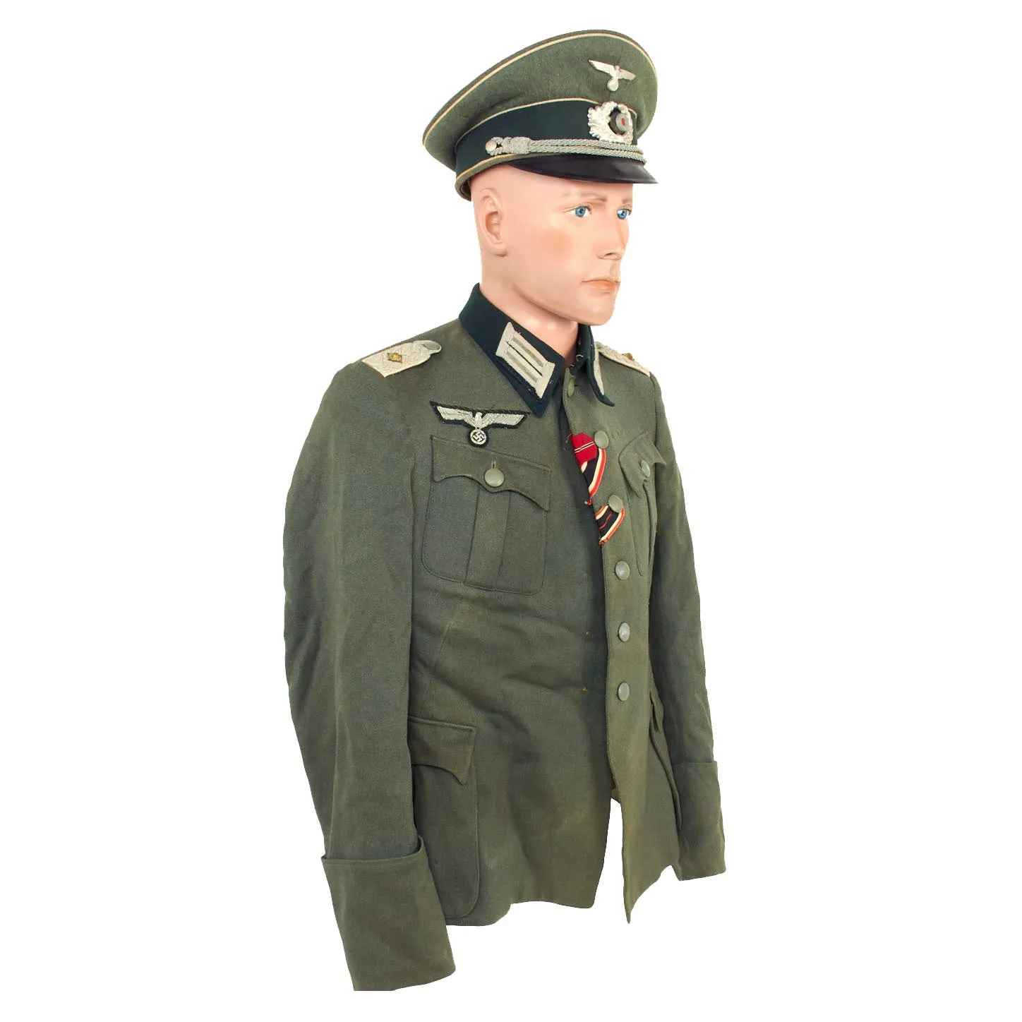 Original German WWII Heer Army Matching Named Infantry Oberstleutnant Officer's M36 Field Tunic & Schirmmütze Visor Cap Set