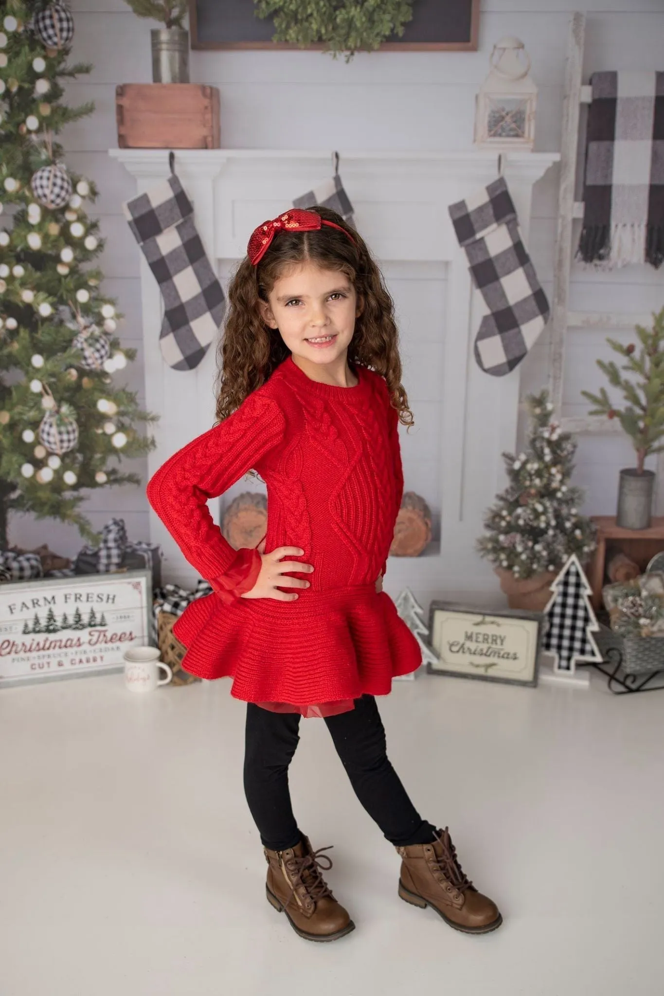 PEPLUM SWEATER DRESS - RED