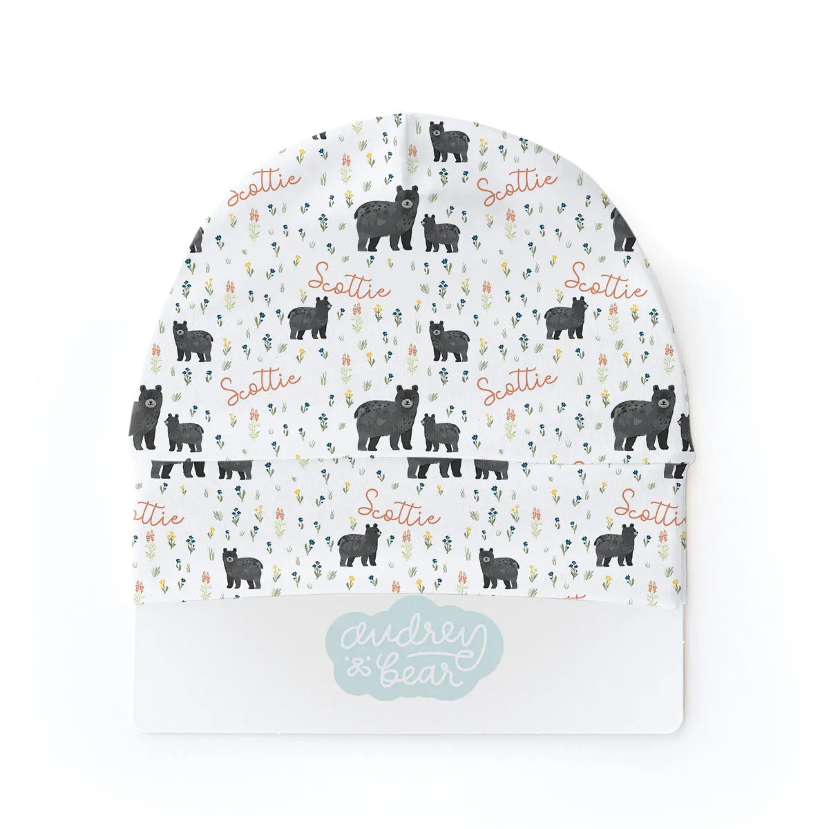 Personalized  Swaddle & Hat Set | Baby Bear Meadow