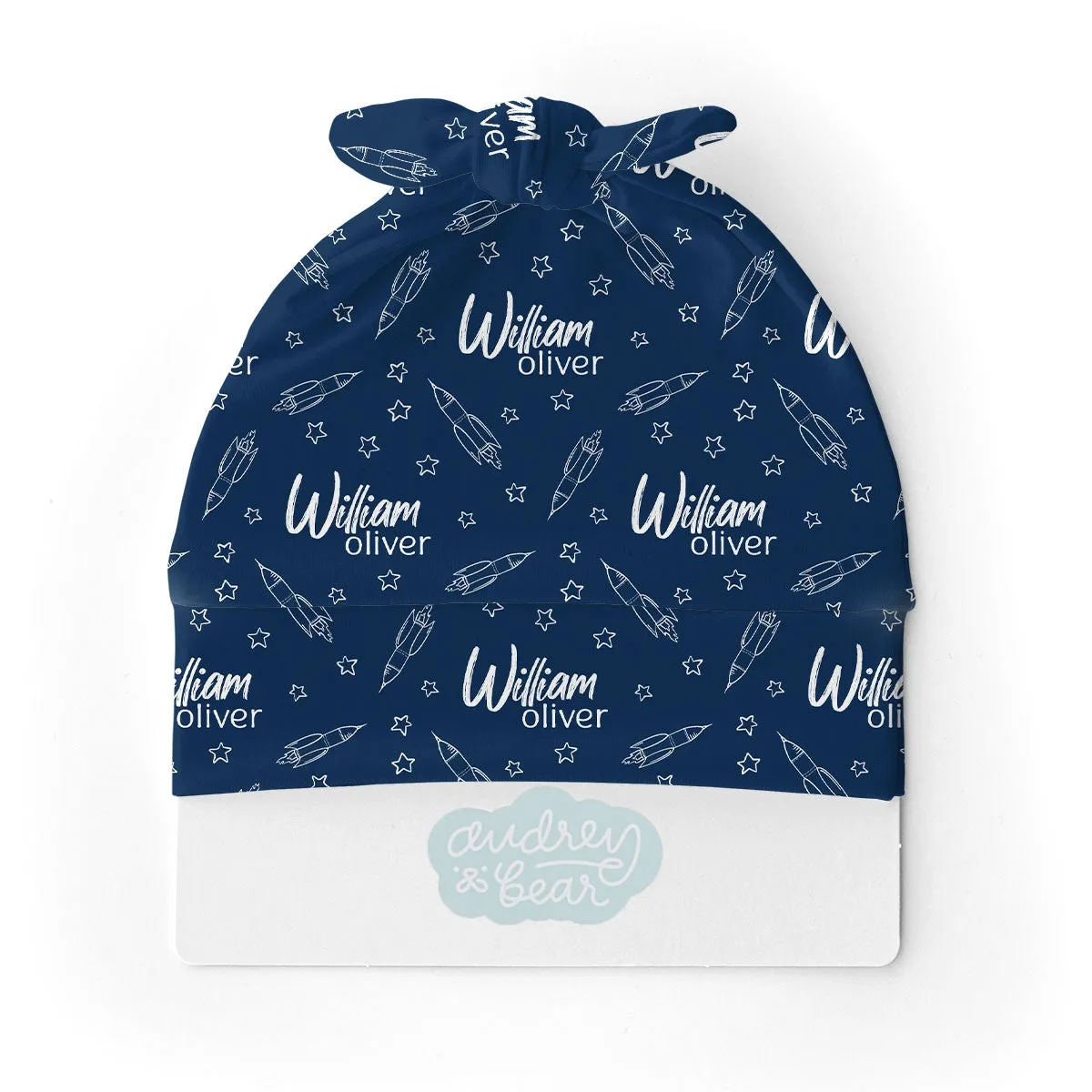 Personalized  Swaddle & Hat Set | Blast Off