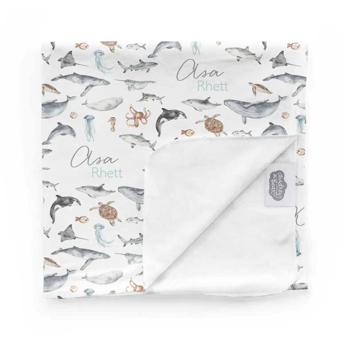 Personalized  Swaddle & Hat Set | Ocean Explorer