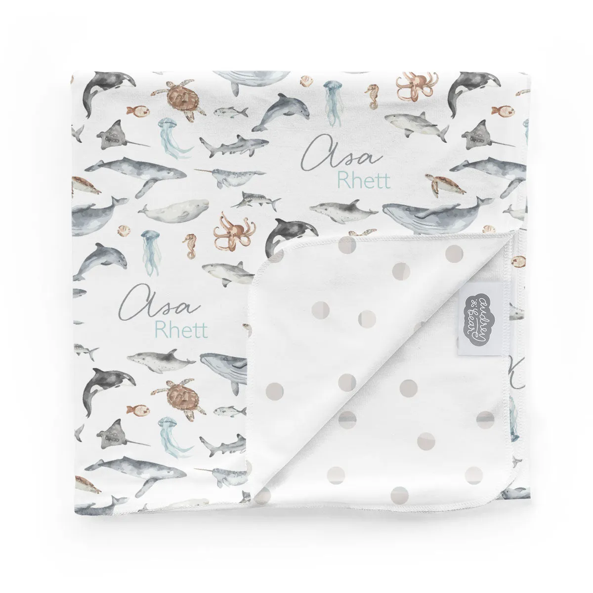 Personalized  Swaddle & Hat Set | Ocean Explorer