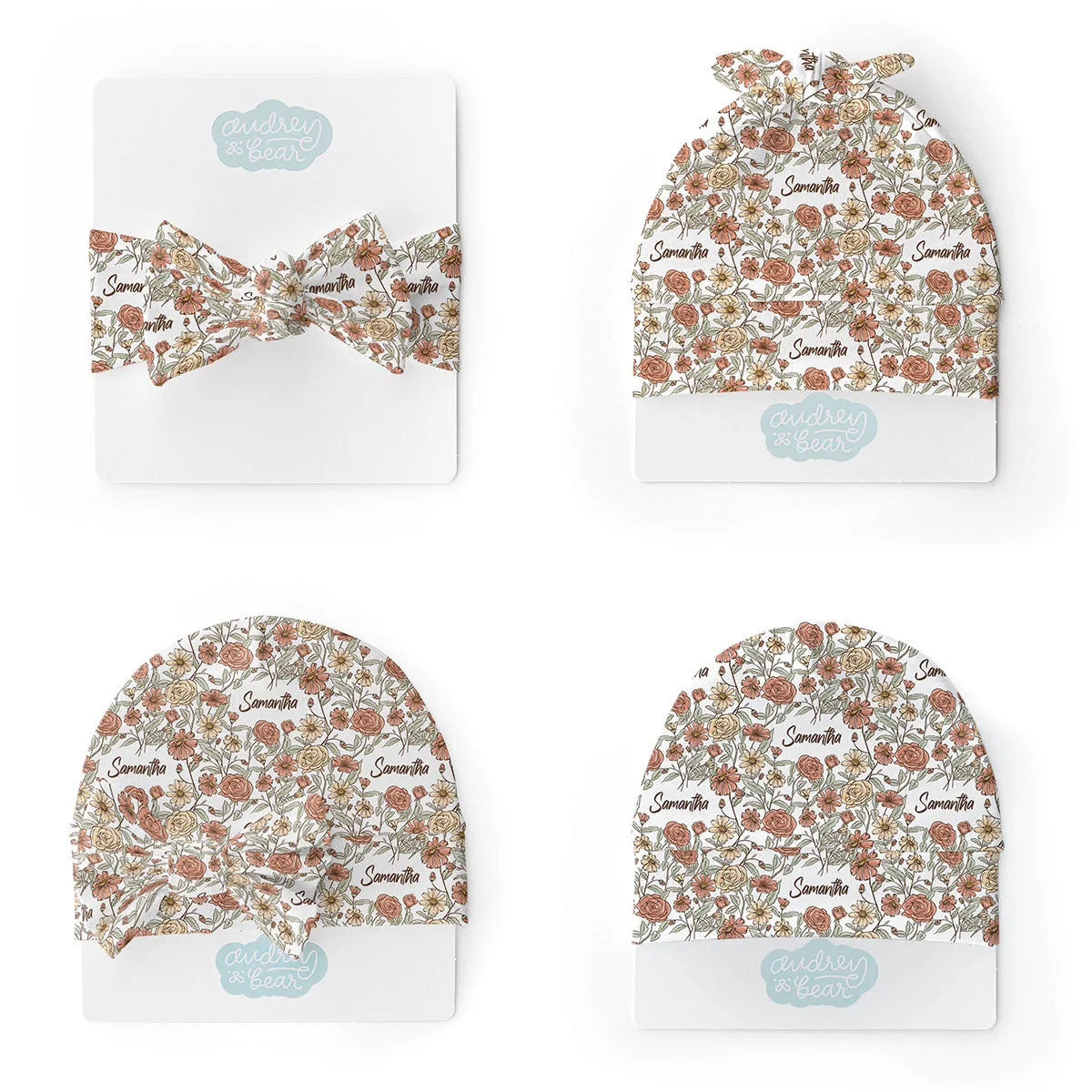 Personalized  Swaddle & Hat Set | Secret Garden