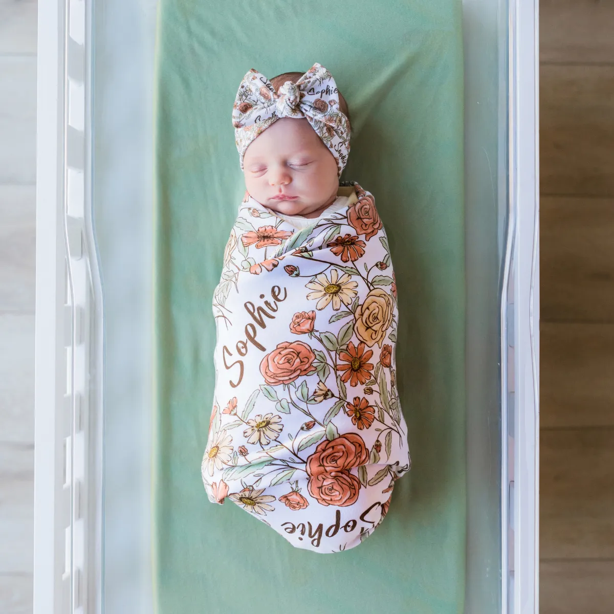 Personalized  Swaddle & Hat Set | Secret Garden