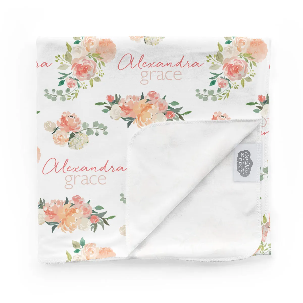 Personalized  Swaddle & Hat Set | Springtime Floral