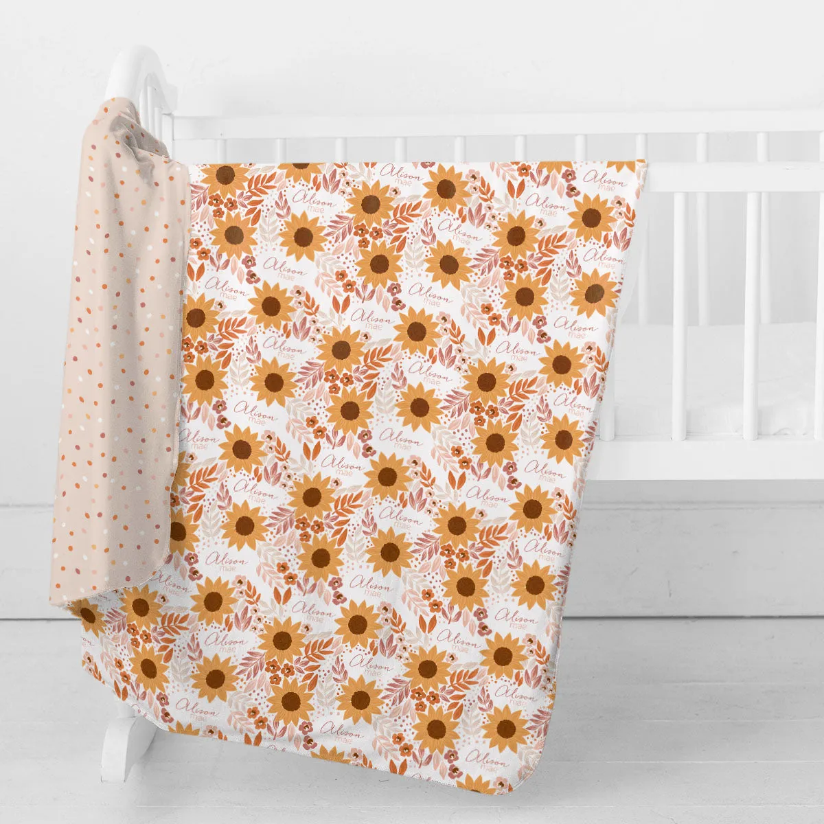 Personalized  Swaddle & Hat Set | Summer Sunflower