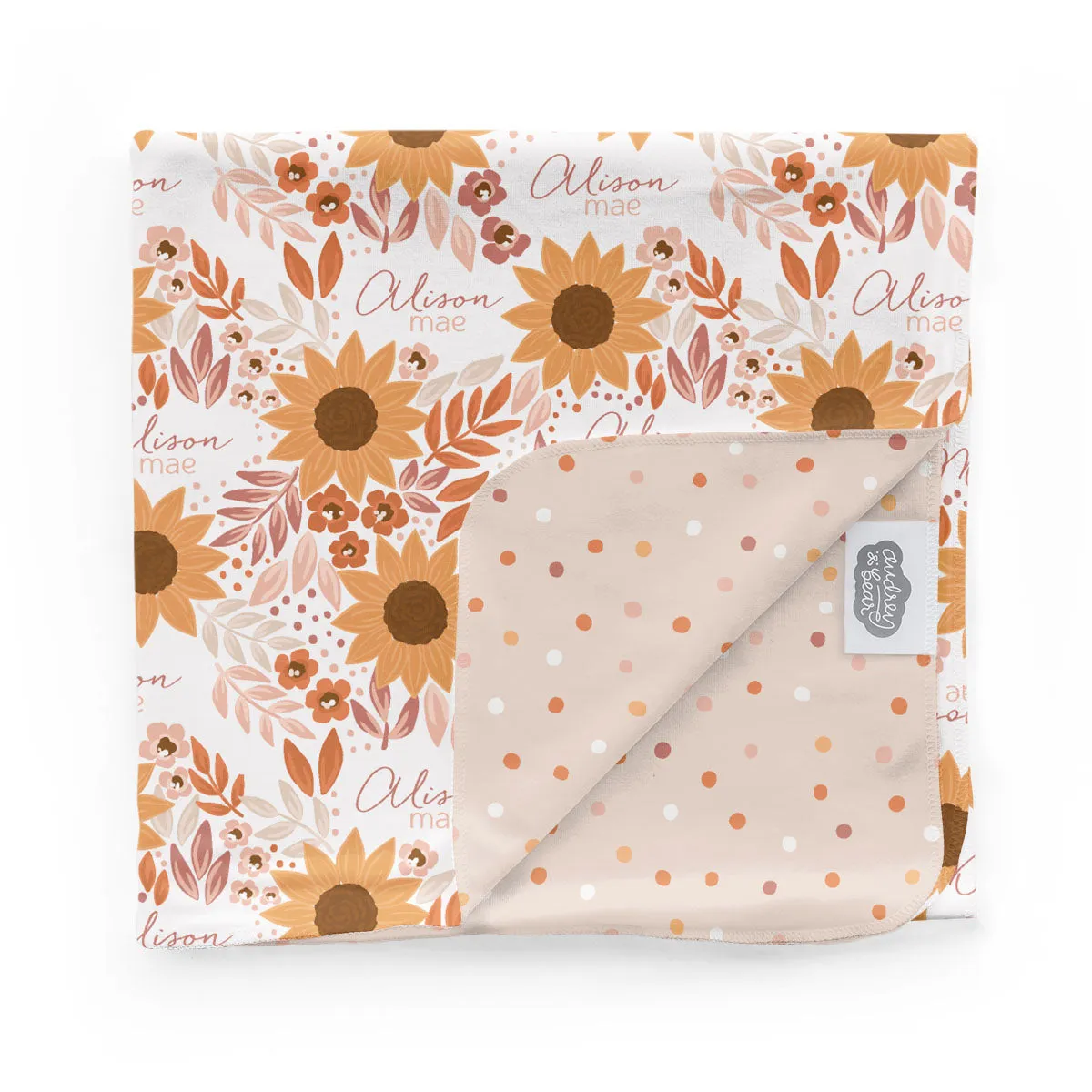 Personalized  Swaddle & Hat Set | Summer Sunflower